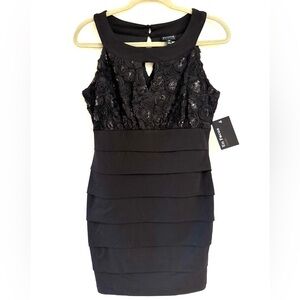 Enfocus Studio NWT Black Sequined 8P Cocktail Mini Dress